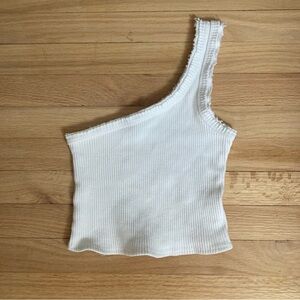 White One Shoulder Tank Top
